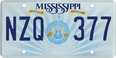 MS license plate NZQ377