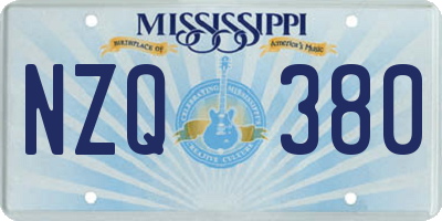 MS license plate NZQ380