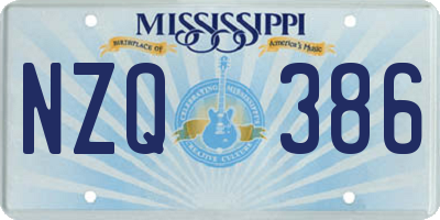 MS license plate NZQ386
