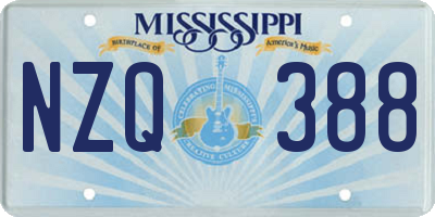 MS license plate NZQ388