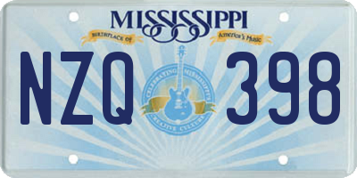 MS license plate NZQ398
