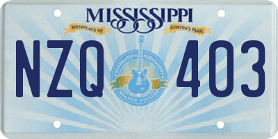 MS license plate NZQ403
