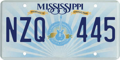 MS license plate NZQ445