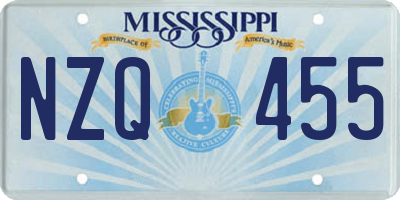 MS license plate NZQ455