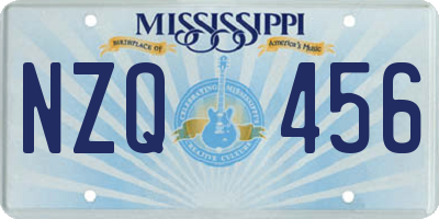 MS license plate NZQ456