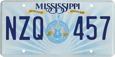 MS license plate NZQ457