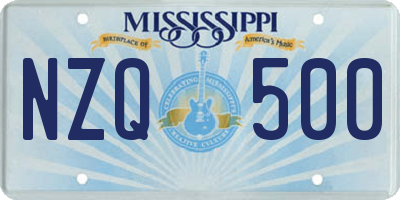 MS license plate NZQ500