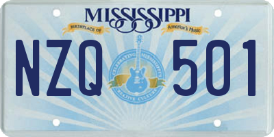 MS license plate NZQ501