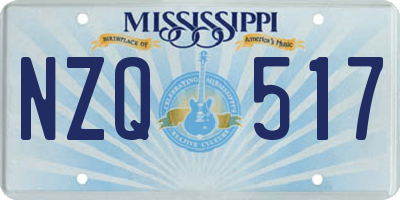MS license plate NZQ517