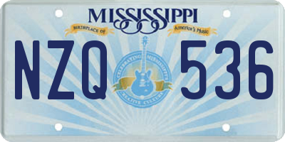 MS license plate NZQ536