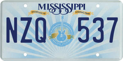 MS license plate NZQ537