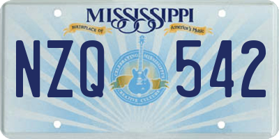 MS license plate NZQ542