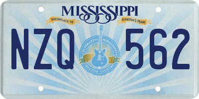 MS license plate NZQ562