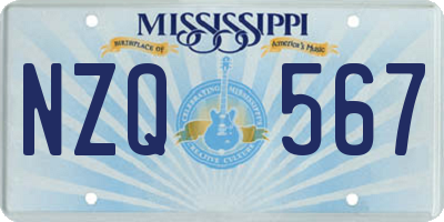 MS license plate NZQ567