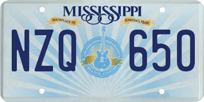 MS license plate NZQ650