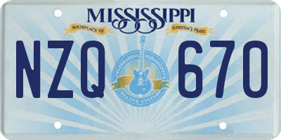 MS license plate NZQ670