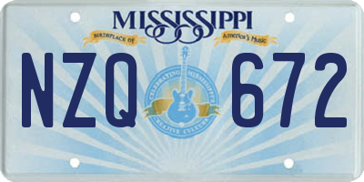 MS license plate NZQ672