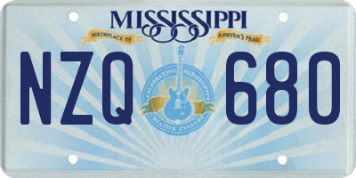 MS license plate NZQ680