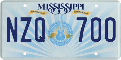MS license plate NZQ700