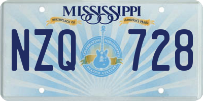 MS license plate NZQ728