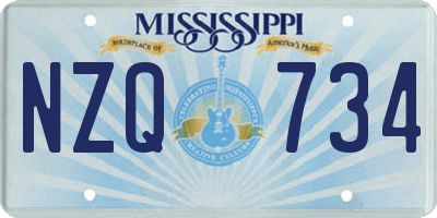 MS license plate NZQ734