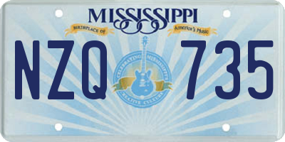 MS license plate NZQ735