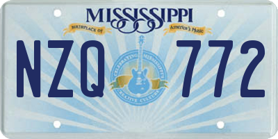 MS license plate NZQ772