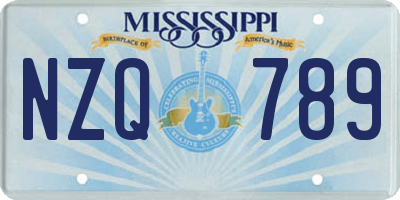 MS license plate NZQ789