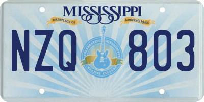 MS license plate NZQ803