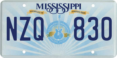 MS license plate NZQ830