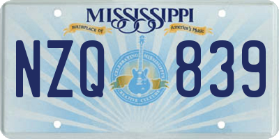 MS license plate NZQ839