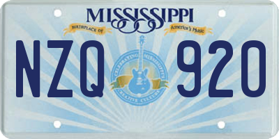 MS license plate NZQ920
