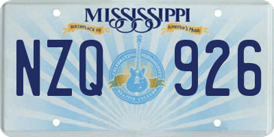 MS license plate NZQ926