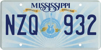 MS license plate NZQ932