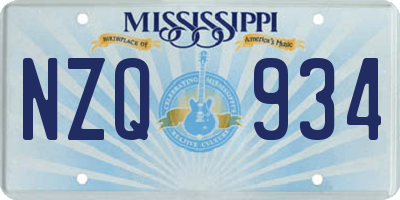 MS license plate NZQ934
