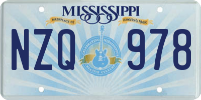 MS license plate NZQ978