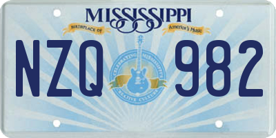 MS license plate NZQ982
