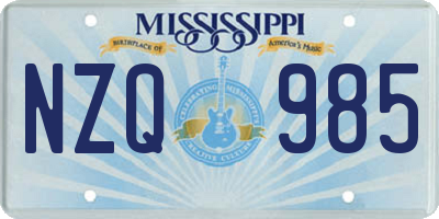 MS license plate NZQ985
