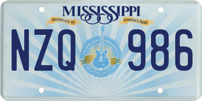 MS license plate NZQ986