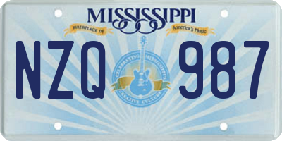 MS license plate NZQ987