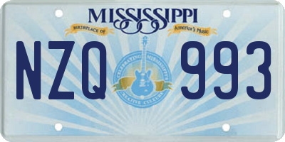 MS license plate NZQ993