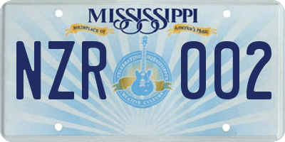 MS license plate NZR002