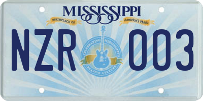 MS license plate NZR003