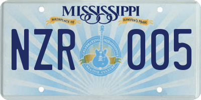 MS license plate NZR005