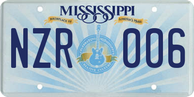 MS license plate NZR006