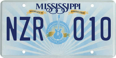 MS license plate NZR010