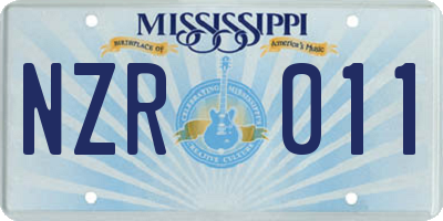 MS license plate NZR011