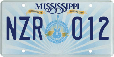 MS license plate NZR012