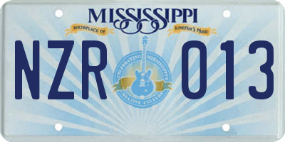 MS license plate NZR013