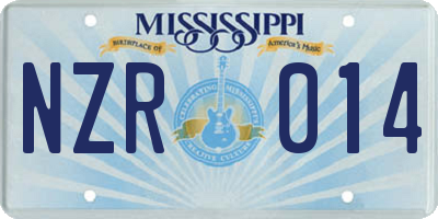 MS license plate NZR014